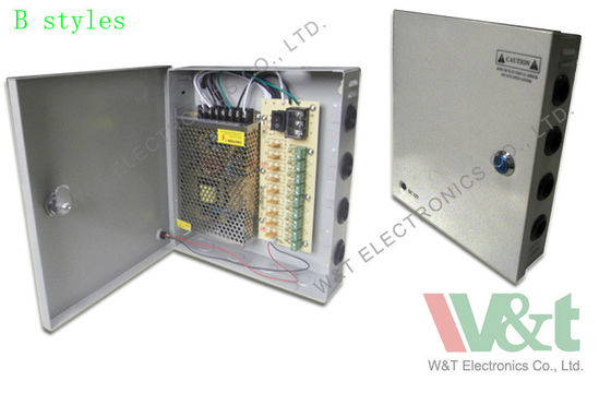 নিরাপত্তা ক্যামেরা 115V / 230VAC জন্য হাউস 9 পোর্ট পিটিসি সিসিটিভি পাওয়ার সাপ্লাই বক্স