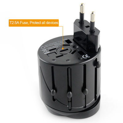 International Travel AC Power Adapter with USB Port and Fuse Protected