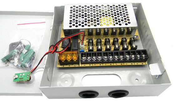 Fonte de alimentação da câmera do CCTV de 9 canais, caixa da fonte de alimentação do CCTV de 12V 5Amps