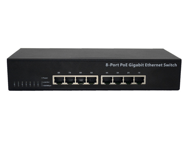 8 Port RJ45 Port Desktop PoE Switch IEEE 802.3x 10 / 100 / 1000M
